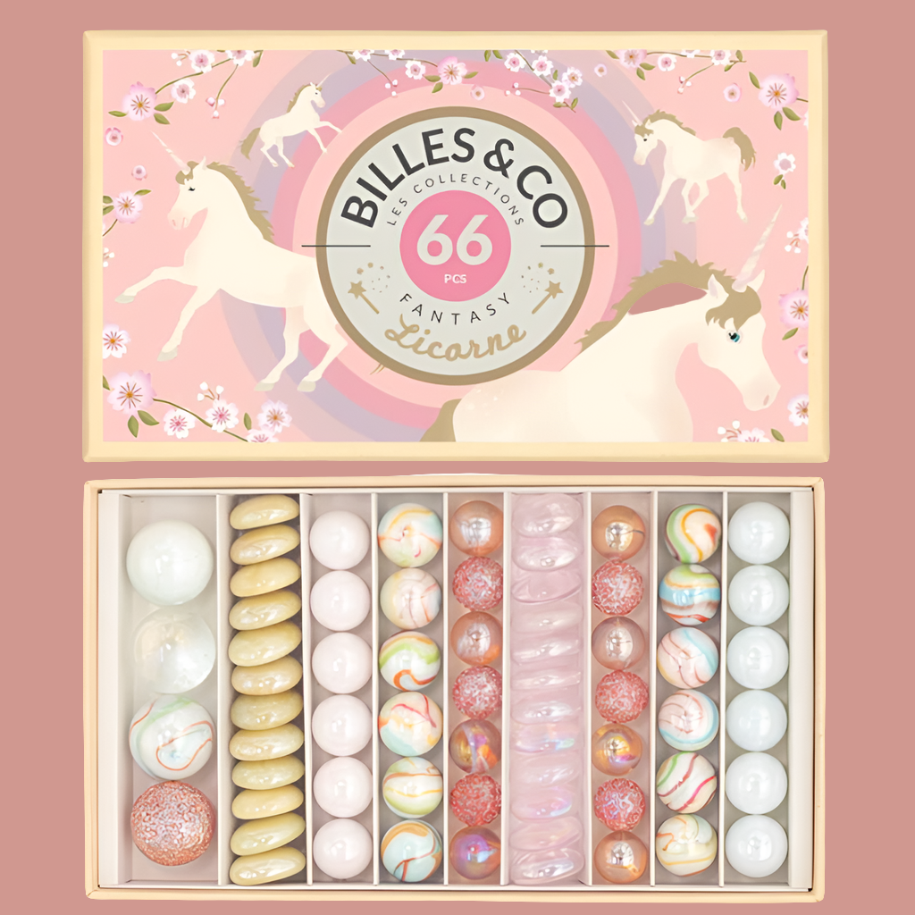 Coffret Licorne : 66 billes de collection uniques et poétiques