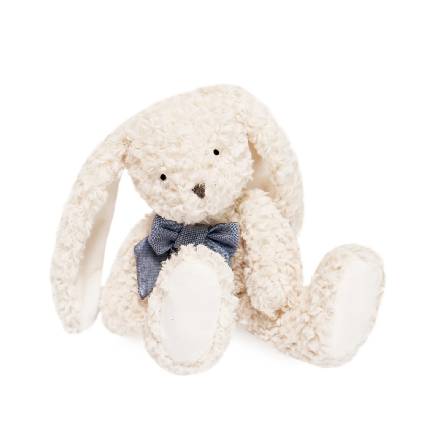 Peluche Pilou le lapin et son joli nœud bleu jean - Made in France