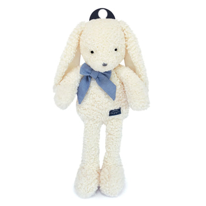 Peluche Pilou le lapin et son joli nœud bleu jean - Made in France