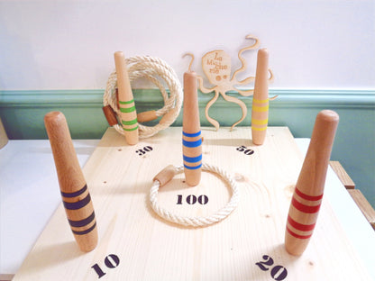 Natural wooden ring toss game - Made in France