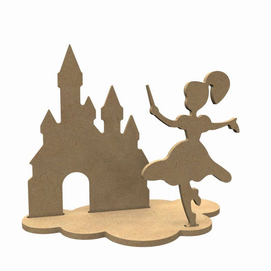 3D wooden decoration The fairy and her castle - Made in France